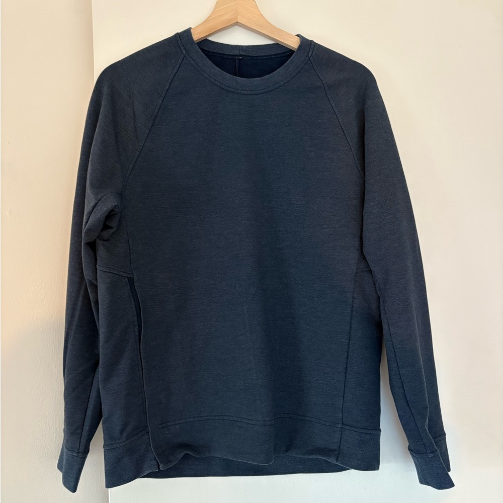 Lululemon athletica city sweat crew navy sweatshirt side zipper